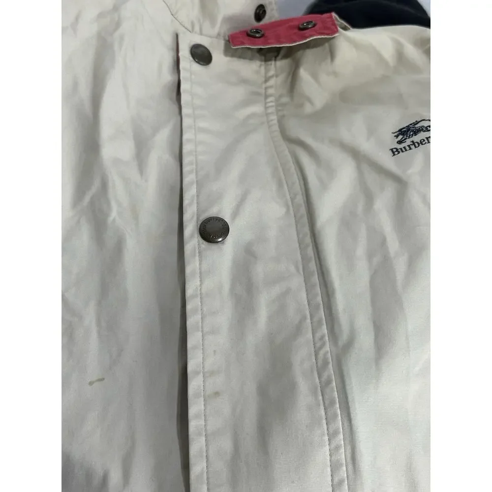 Vintage Burberrys Harrington Jacket Tan 150A Small Embroidered Logo Parka Coat